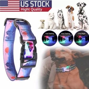 LED Dog Collar Night Safety Light Up Sunset Love Xtra Batteries Included Med NWT